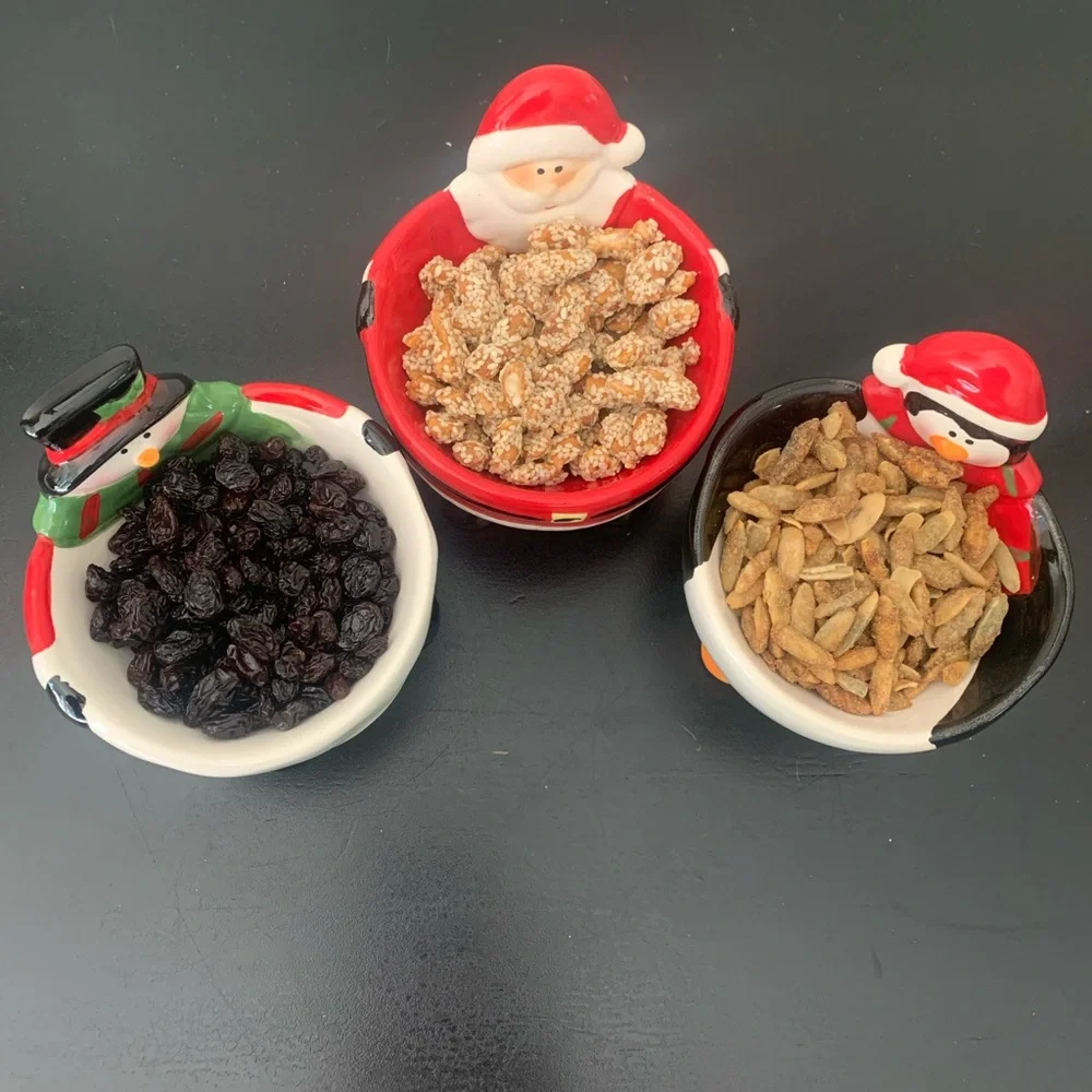 Ceramic Christmas Collection 3 Small Bowl Set Santa Snowman Penguin KT Group
